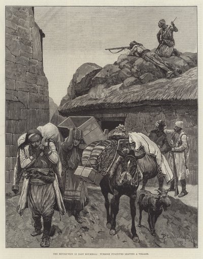 La Révolution en Roumélie orientale, Fugitifs turcs quittant un village - Richard Caton Woodville junior